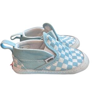 Vans Infant Slip-On V Crib Checkerboard Shoe Size 4 Baby Blue
